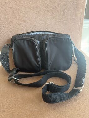 L.A.M.B. Black Nylon Dual-Pocket Crossbody Bag